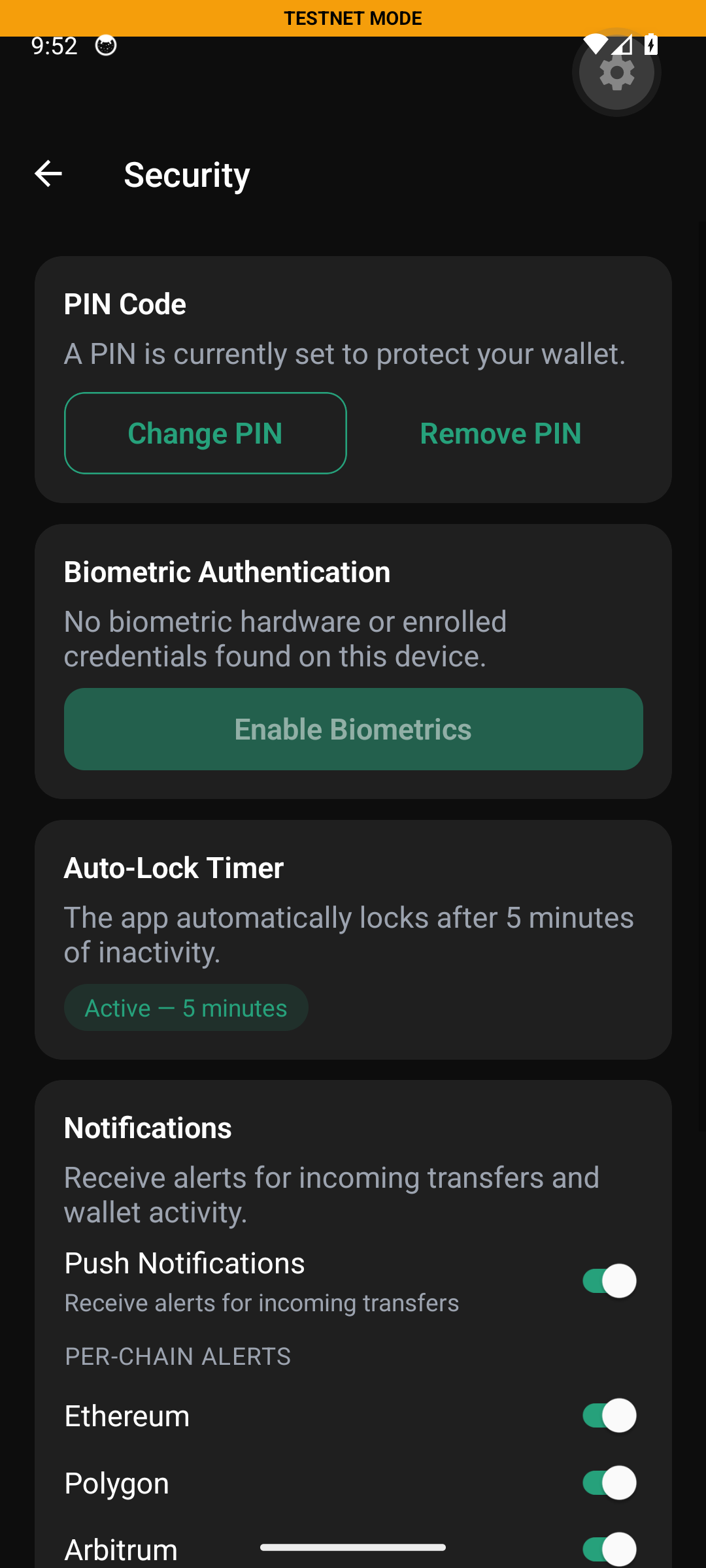 Settings Security